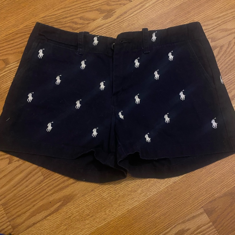 Ralph Lauren Navy Bermuda Shorts Casual Cotton Embroidery